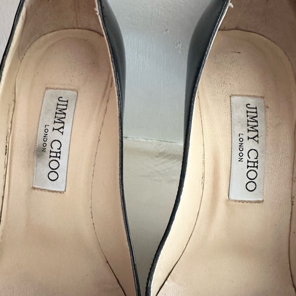 JIMMY CHOO Black Patent Leather & Silver Snake Cap Toe Bahama Pumps size 38 (7.5 - Picture 7 of 7